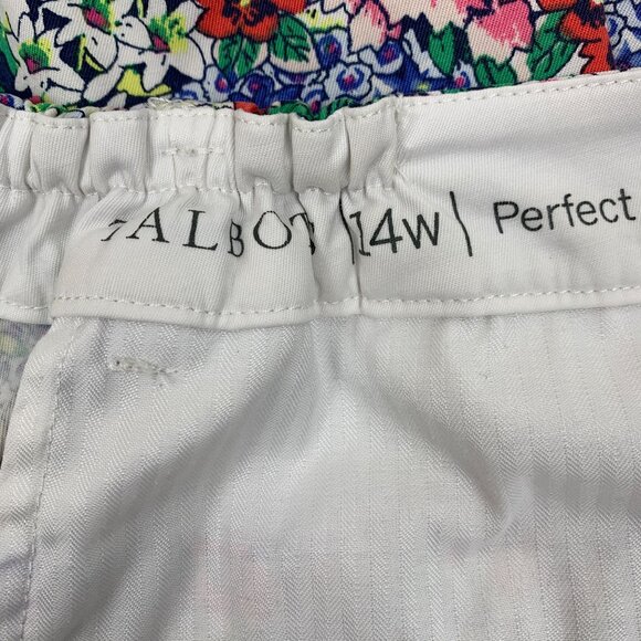 Talbots Womens Perfect Skimmer Floral Cropped Pants Size 14W Cotton Spandex - Picture 5 of 14